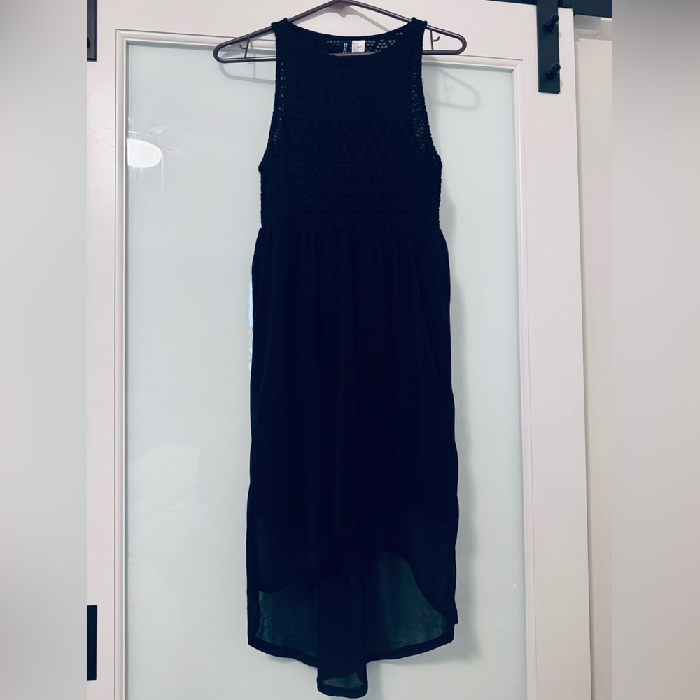 Black High-Low Dress with Lace Top - Never Worn